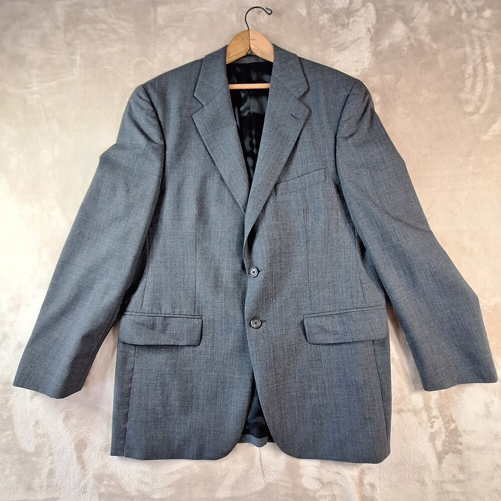 Chaps Blazer Men's 41R Gray Woven Ralph Lauren Single Breasted Single Vented